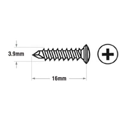 3.9mm x 16mm Self-Tapping Window Screws (25 Pack) 3.9mm x 16mm Self-Tapping Window Screws (25 Pack)