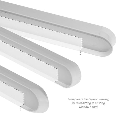 White 90° Ext Corner and Inline Joint Trim for 23mm Laminated Window Board