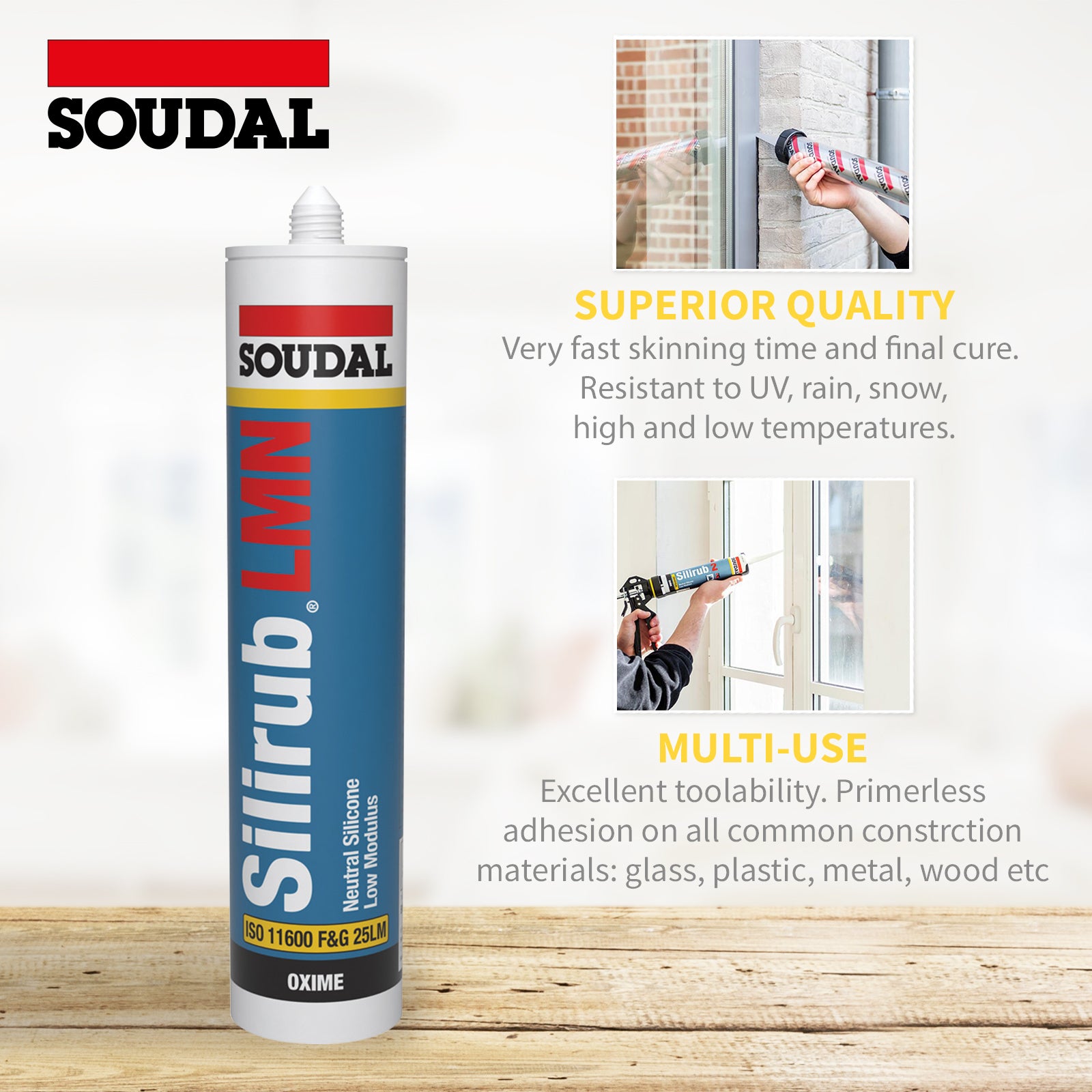 White Soudal Silirub LMN Silicone Glazing and Construction Sealant