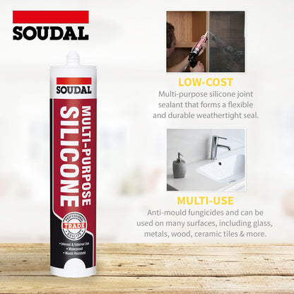 Brilliant White Black Soudal Trade Multi-Purpose Silicone Joint Sealant