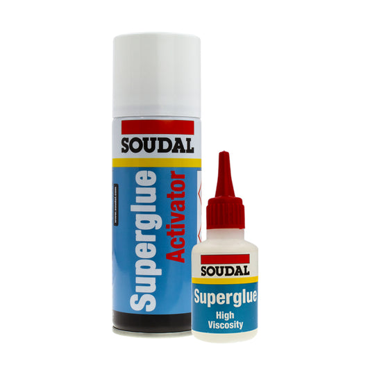 Soudal Mitre Kit High Viscosity Superglue and Activator Spray Soudal Mitre Kit High Viscosity Superglue and Activator Spray