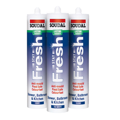 Clear Soudal Stay Fresh Anti-Mould Sanitary Silicone Sealant