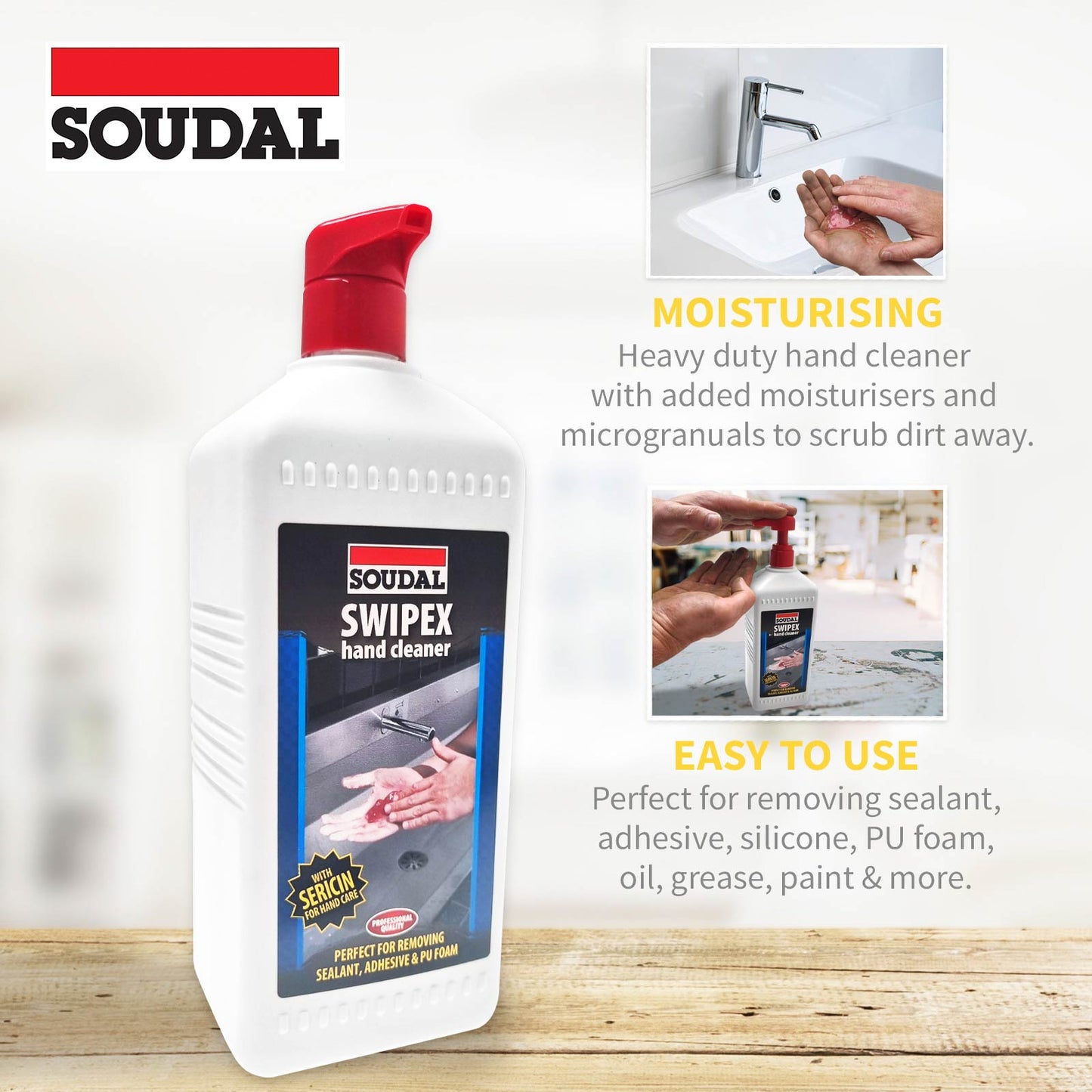 Heavy Duty Hand Cleaner Soudal Swipex Industrial Scrub 1 Ltr Dispenser Swarfega Heavy Duty Hand Cleaner Soudal Swipex Industrial Scrub 1 Ltr Dispenser Swarfega