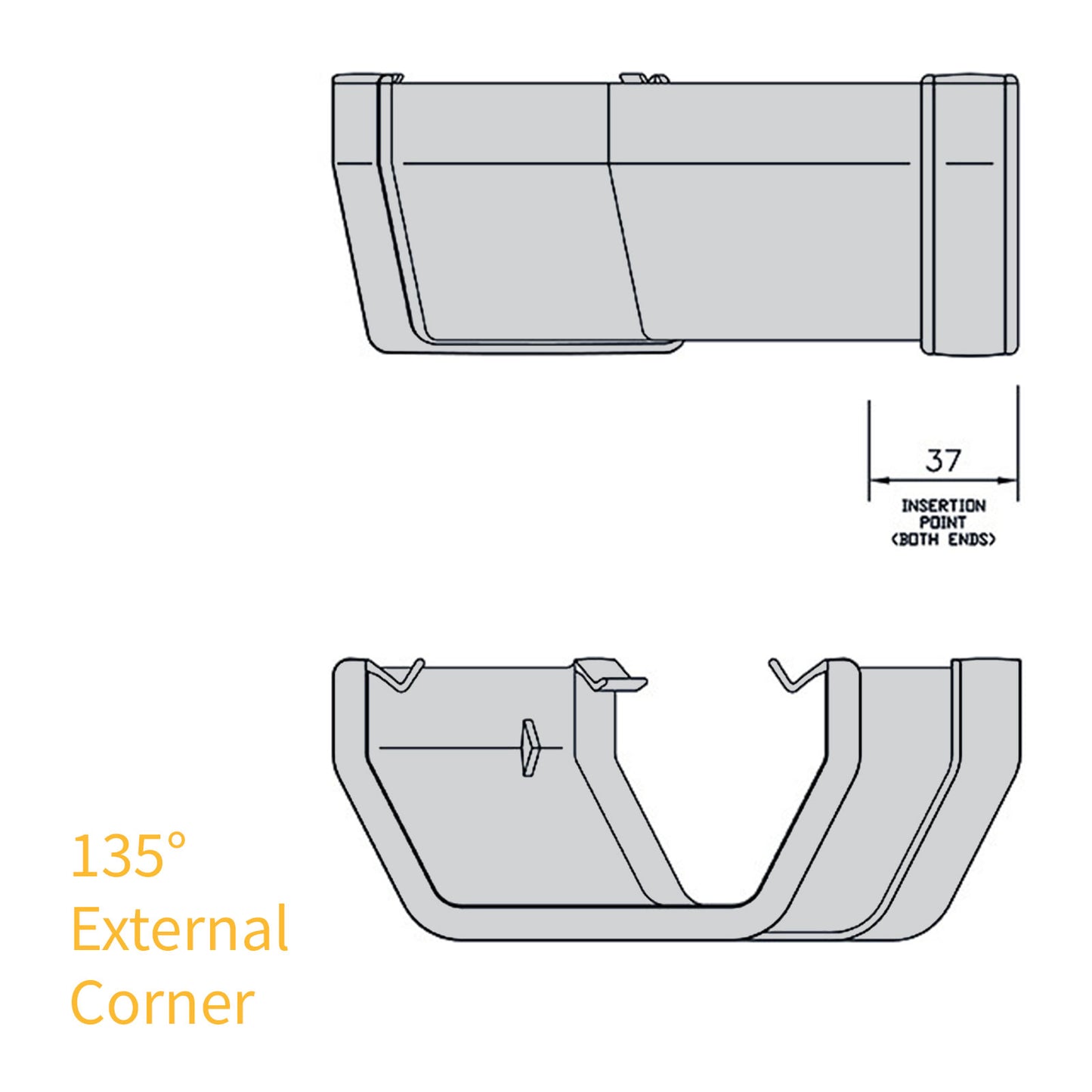 135° Corner White FloPlast Square Line Gutter Parts