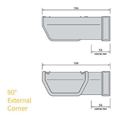 90° Corner Black FloPlast Square Line Gutter Parts