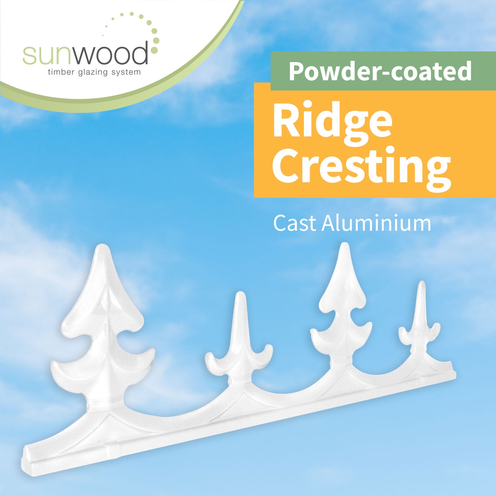 White Sunwood Ridge Cresting Strong Powder-Coated