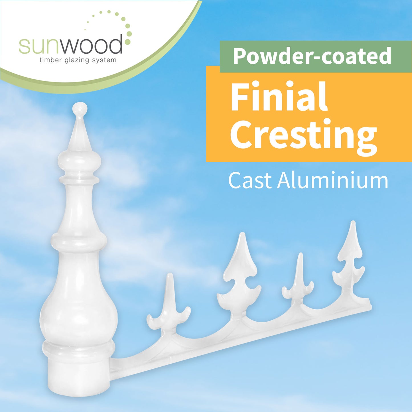 White Sunwood Cresting & Finial Powder-Coated