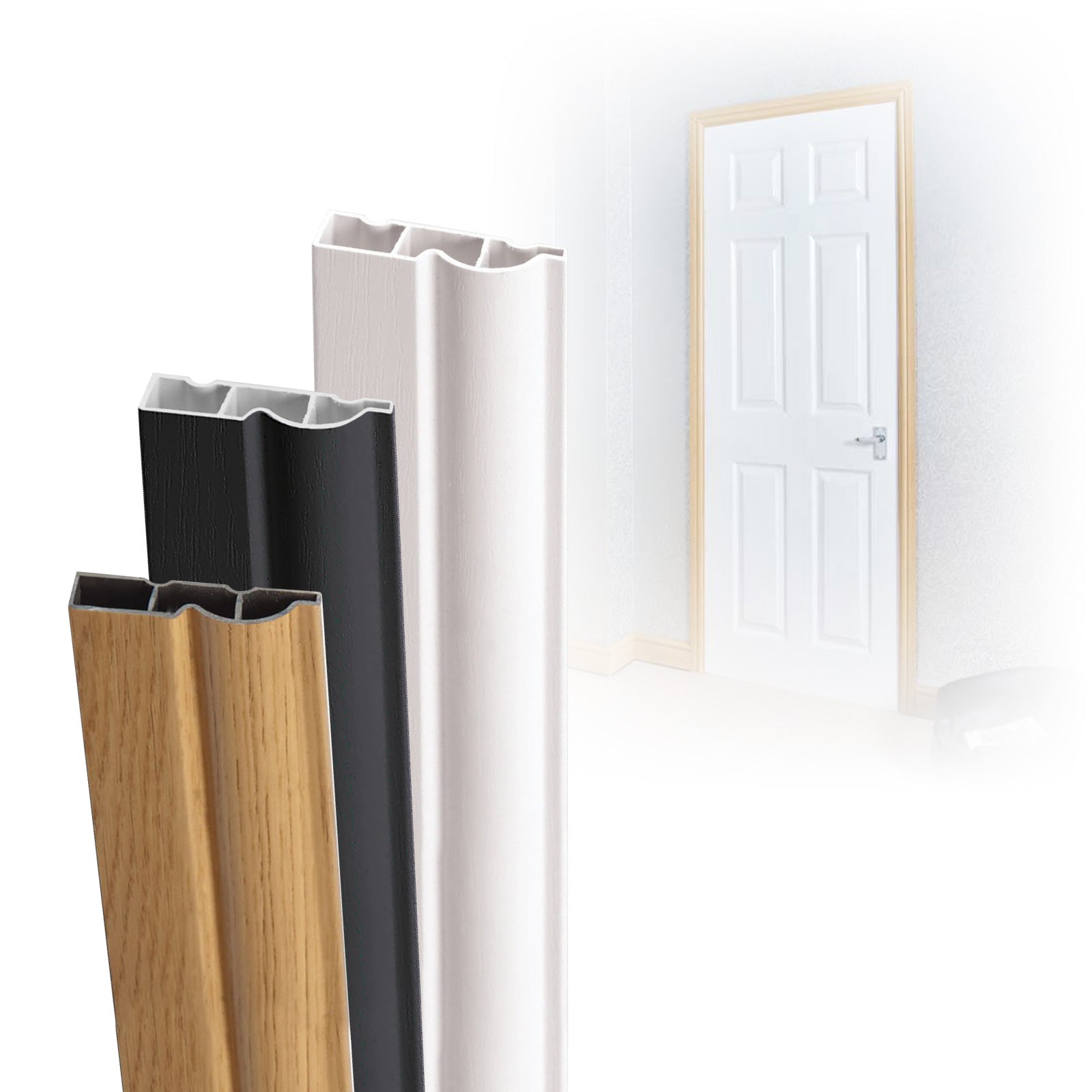 White Satin Roomline Ogee/Torus uPVC Plastic Architrave (2.7m) - White Satin