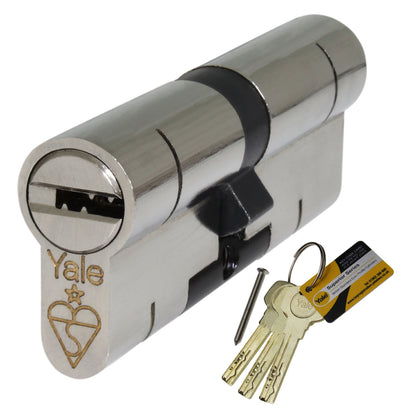 Polished Brass 40/50 (90mm) None (6 total) Pair of Yale Superior Keyed-Alike Euro Cylinder Door Lock - 40/40 (80mm), Nickel