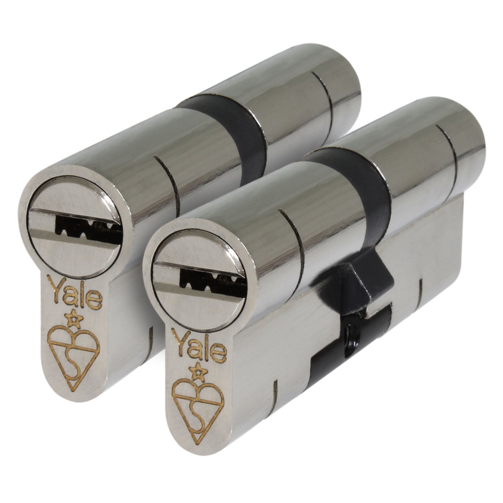 Nickel 40/40 (80mm) 3 Extra (9 total) Pair of Yale Superior Keyed-Alike Euro Cylinder Door Lock - 40/40 (80mm), Nickel