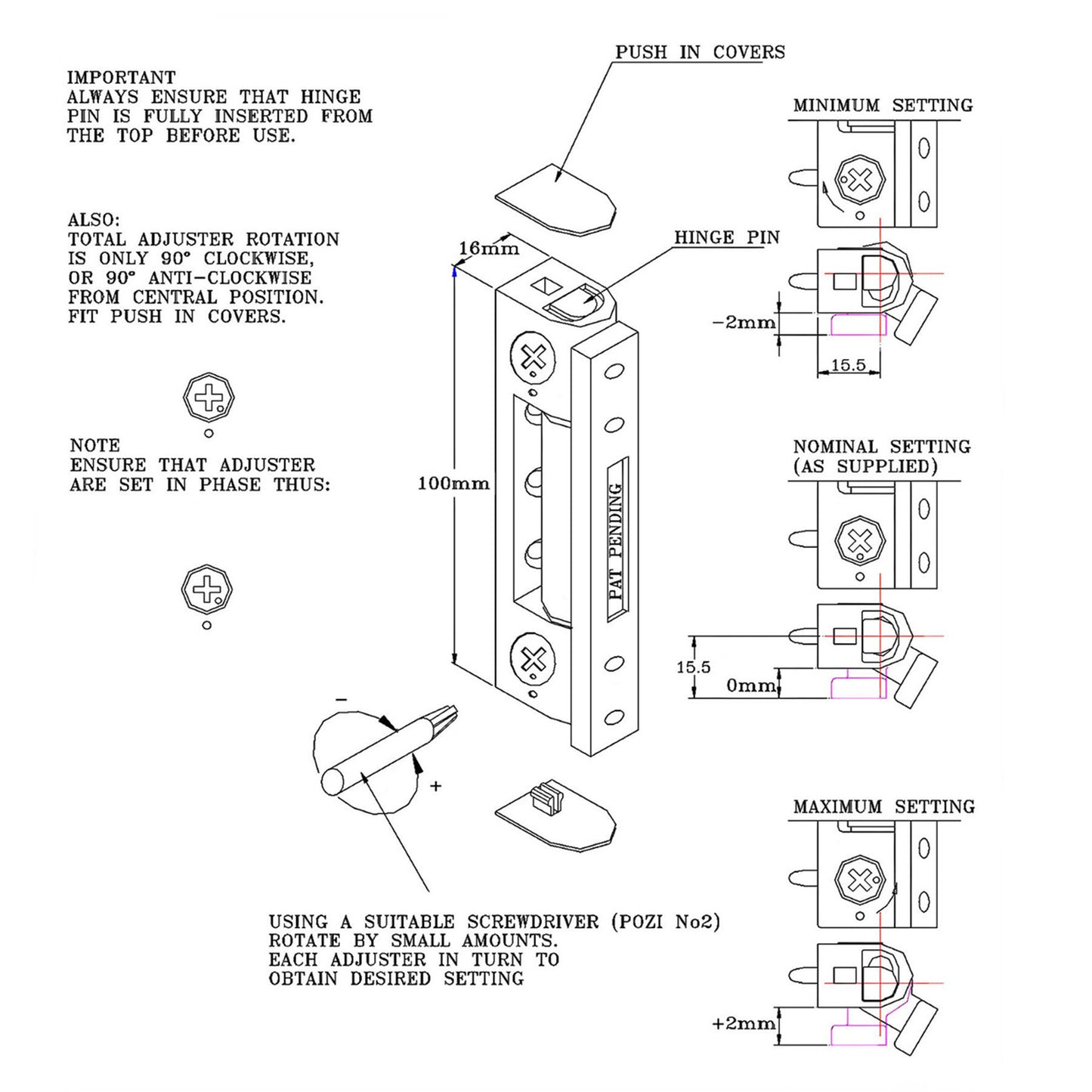 Brown 45° (Rehau S706) Yale Neon Butt Hinge uPVC Door Adjustable