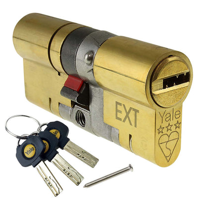 30/35 (65mm) None (3 total) Polished Brass Yale Platinum 3 Star Euro Cylinder High Security Door Lock