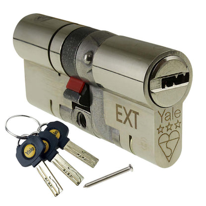 30/35 (65mm) None (3 total) Nickel-Plated Yale Platinum 3 Star Euro Cylinder High Security Door Lock