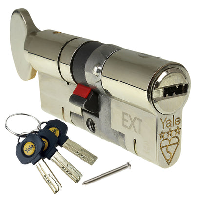 35/35 (70mm) None (3 total) Nicke-Plated Yale Platinum 3 Star Thumbturn Euro Cylinder High Security Door Lock