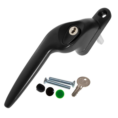 Black Right 15mm Yale Quartus Cranked Offset Espag Window Handle