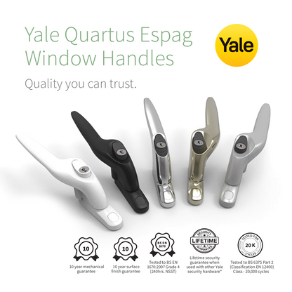 Black Right 10mm Yale Quartus Cranked Offset Espag Window Handle