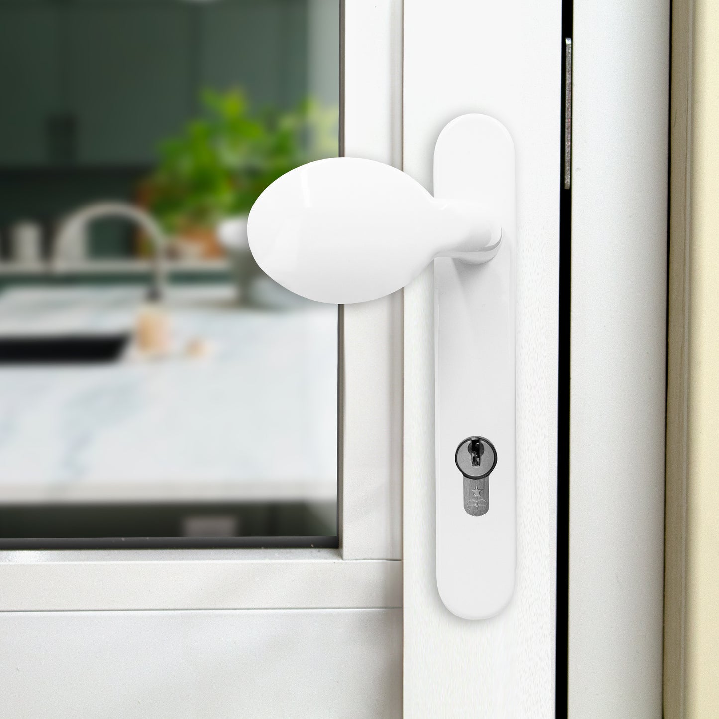 White Yale Trojan Sparta Inline Lever/Pad Door Handle Set