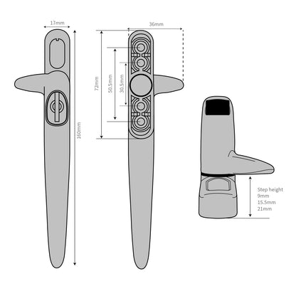 White Right 21mm Yale Sparta Cockspur Window Handle