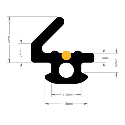 AB268 25m ExtrudaSeal Smart Bifold Door Gasket Rubber Wedge 'E' Bubble and Flipper Seals