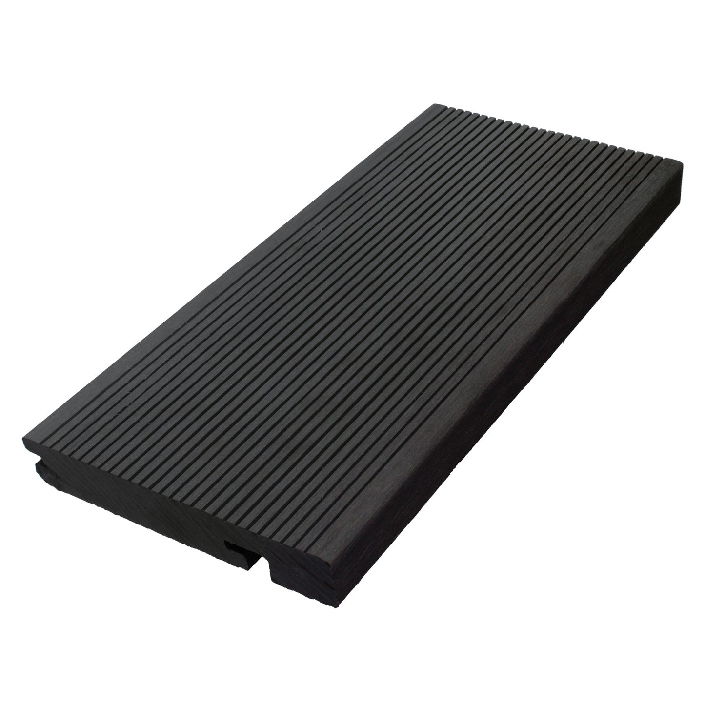 Ancient Black Grooved Composite Solid Step Edge Nosing Decking Board Composite Solid Step Edge Nosing Decking Board Patio Garden Veranda (3.66m)