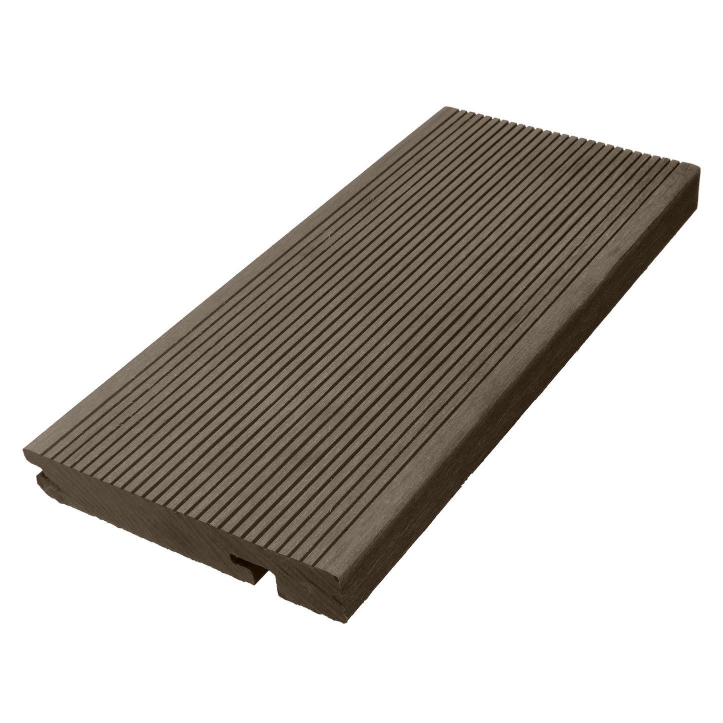 Antique Ash Grooved Composite Solid Step Edge Nosing Decking Board Composite Solid Step Edge Nosing Decking Board Patio Garden Veranda (3.66m)