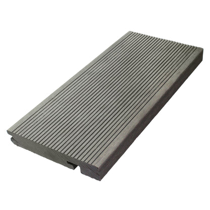 Salt Lake Silver Grooved Composite Solid Step Edge Nosing Decking Board Composite Solid Step Edge Nosing Decking Board Patio Garden Veranda (3.66m)