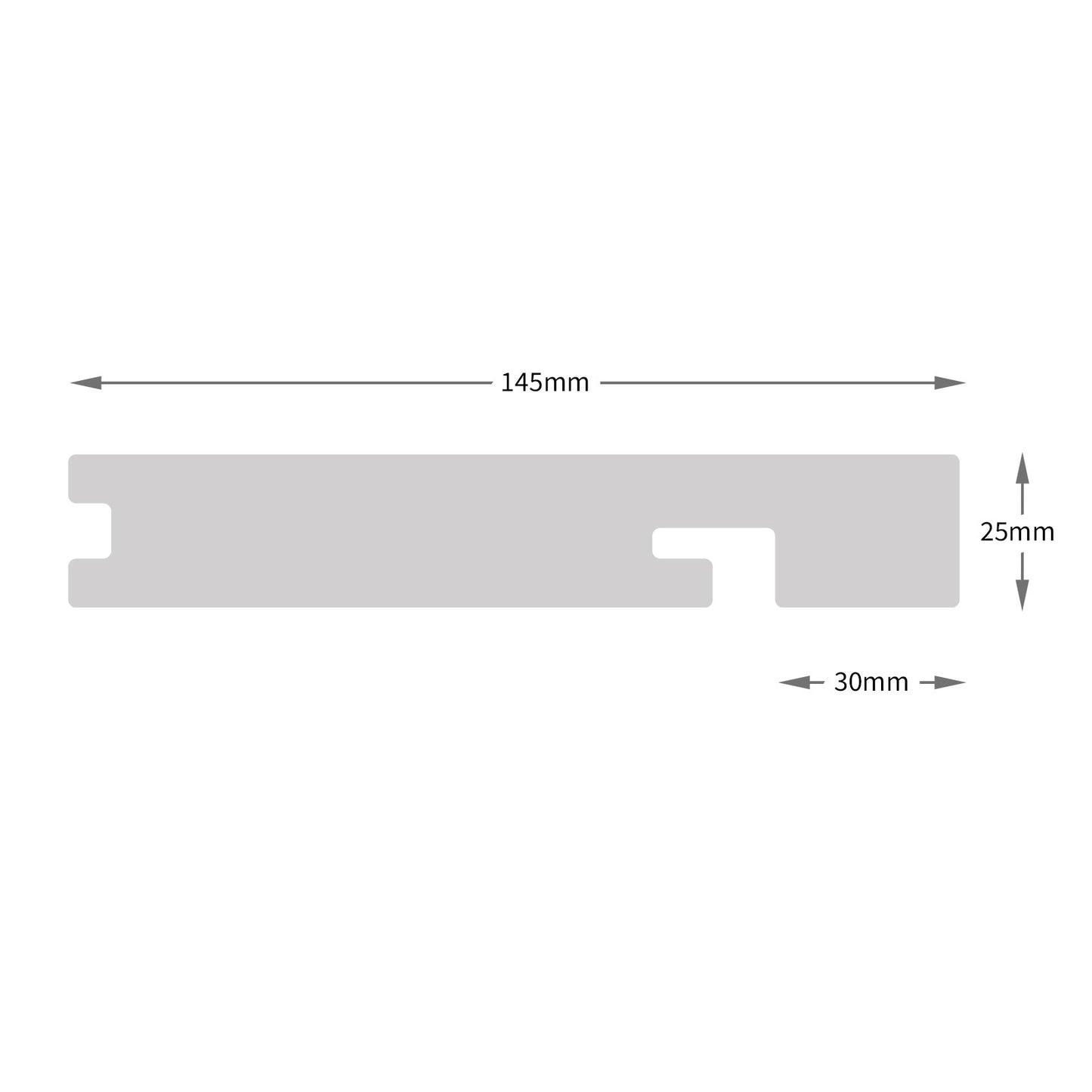 End profile and size of Composite Solid Step Edge Nosing Decking Board Composite Solid Step Edge Nosing Decking Board Patio Garden Veranda (3.66m)