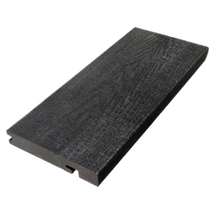 Ancient Black Woodgrained Composite Solid Step Edge Nosing Decking Board Composite Solid Step Edge Nosing Decking Board Patio Garden Veranda (3.66m)