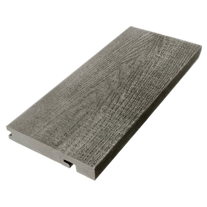 Salt Lake Silver Woodgrained Composite Solid Step Edge Nosing Decking Board Composite Solid Step Edge Nosing Decking Board Patio Garden Veranda (3.66m)