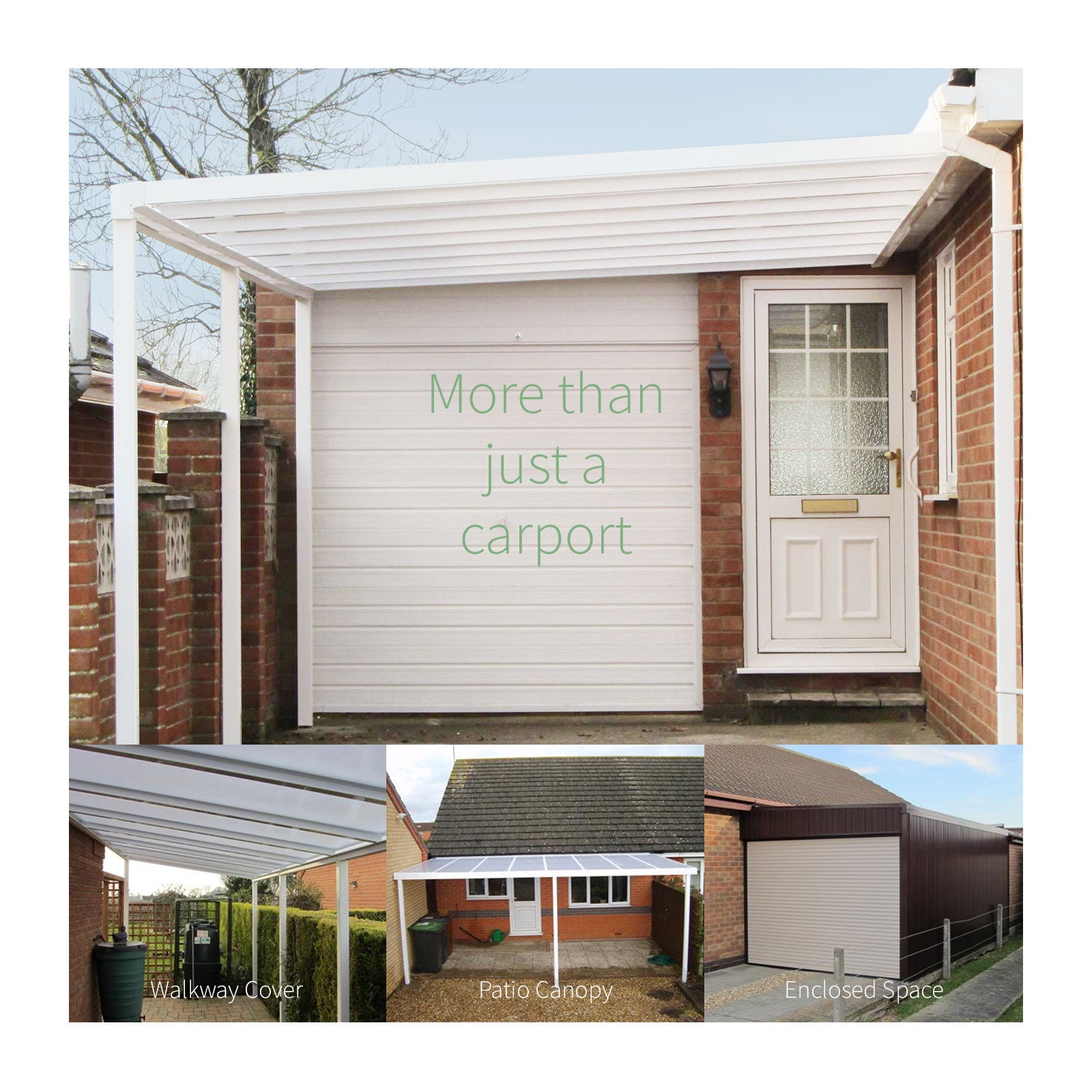 3.5m 1.6m White/Bronze Evolution Canopy Carport Kit Lean-to Roof Patio Cover