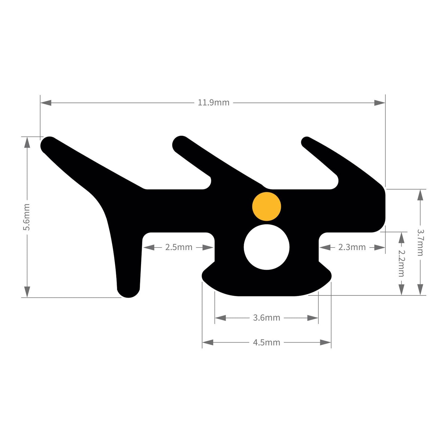 AB268 15m ExtrudaSeal Smart Bifold Door Gasket Rubber Wedge 'E' Bubble and Flipper Seals