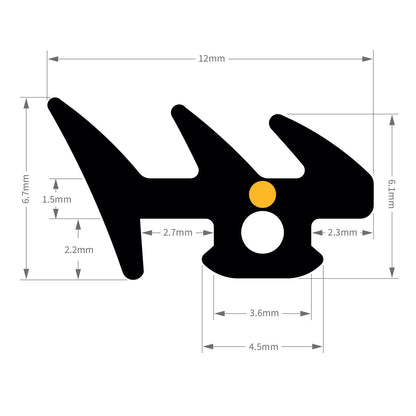 1863 5m ExtrudaSeal Smart Bifold Door Gasket Rubber Wedge 'E' Bubble and Flipper Seals