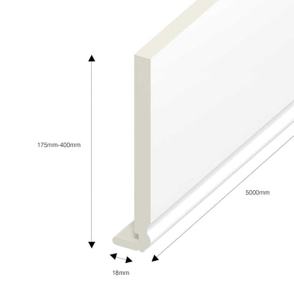 200mm 175mm x 5m, 18mm Ogee uPVC Plastic Fascia Board