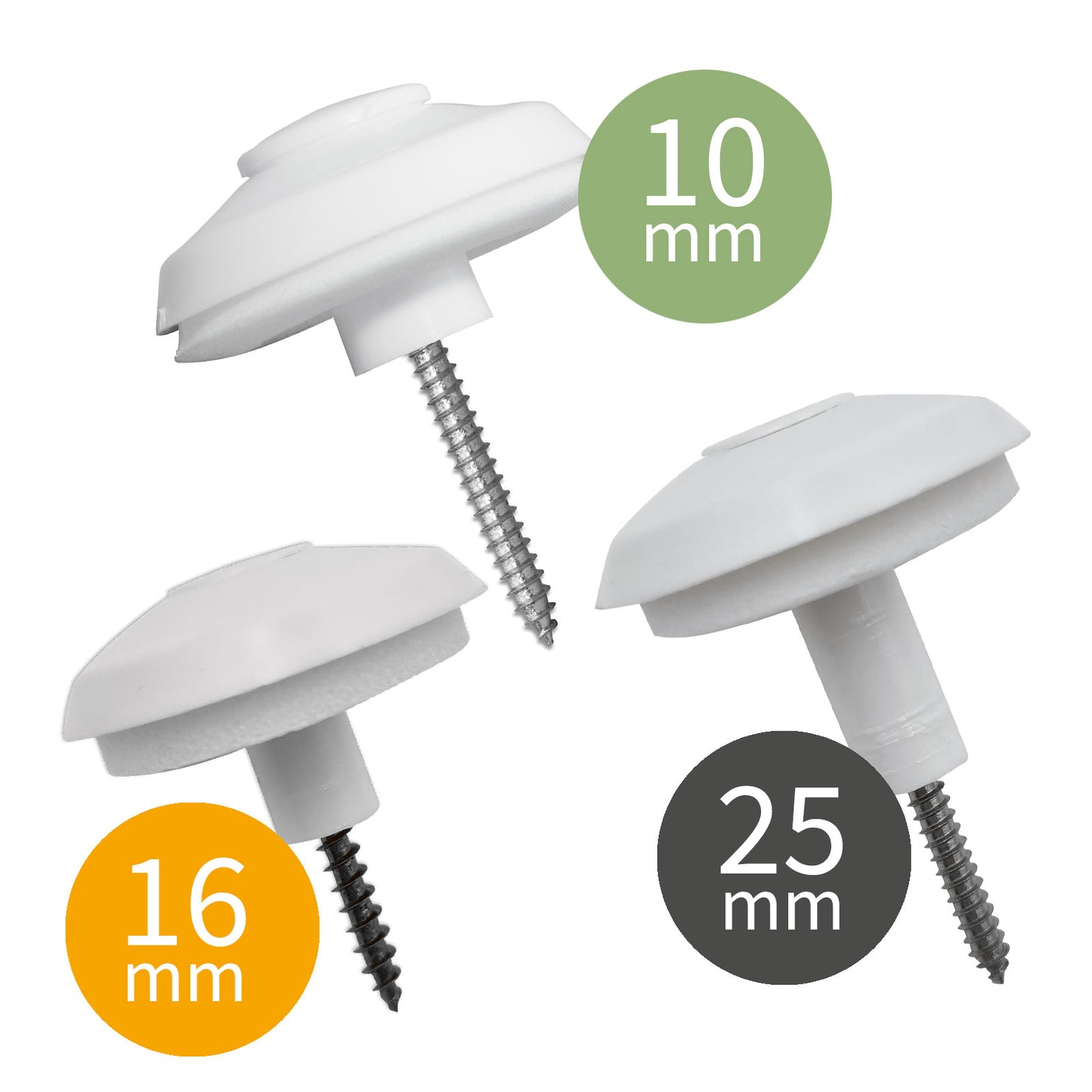 16mm White Polycarbonate Sheet Fixing Buttons (10 Pack)