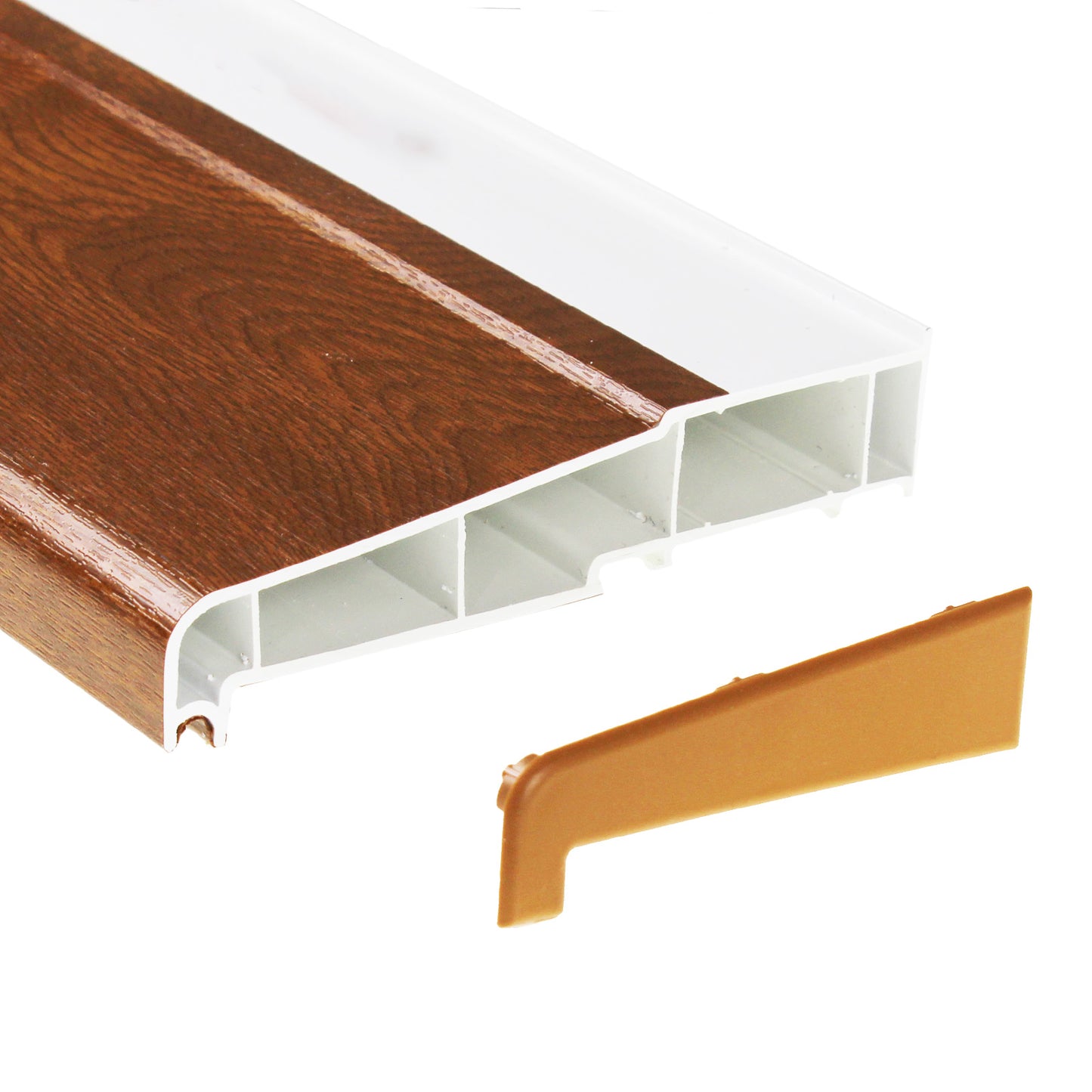 https://www.trulypvc.com/media/image/9e/89/bf/rosewoodgfotqgKCSzNkj.jpg 1m, 150mm Window uPVC Plastic Sill (with End Caps) - White