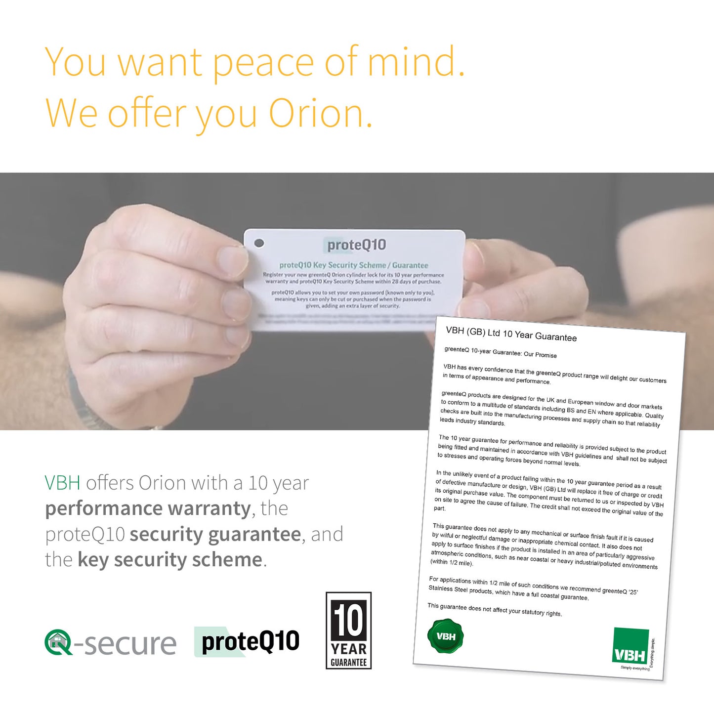 Orion euro cylinder comes with 10 year warranty and security guarantee GreenteQ Orion TS007 3 Star Anti-Snap Euro Cylinder