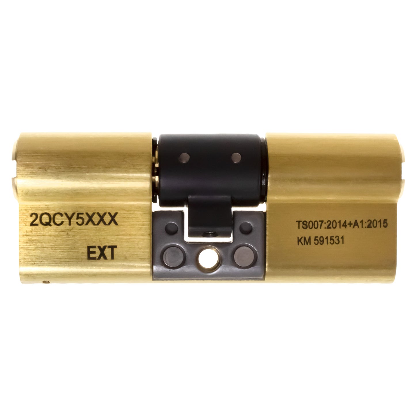 Side view of the brass GreenteQ Orion Anti-Snap Euro Cylinder GreenteQ Orion TS007 3 Star Anti-Snap Euro Cylinder