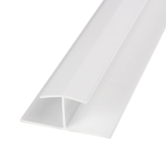 White 50mm H Section Joint Trim for uPVC Plastic Shiplap Cladding - White