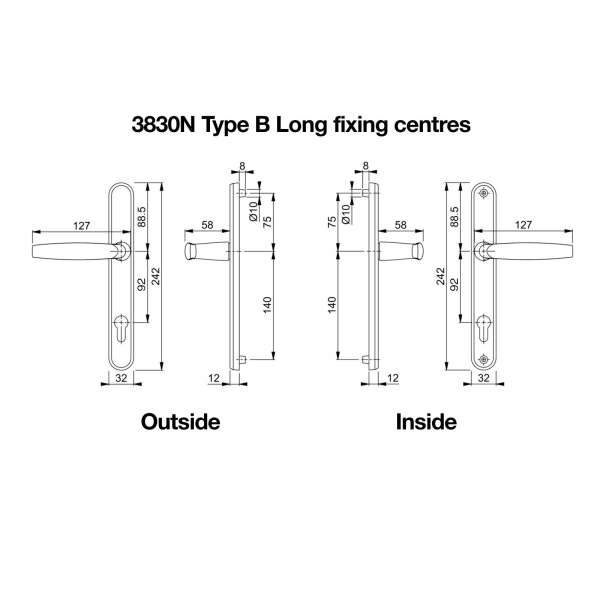 Hoppe Duraplus Atlanta Lever Handle Set (Long)