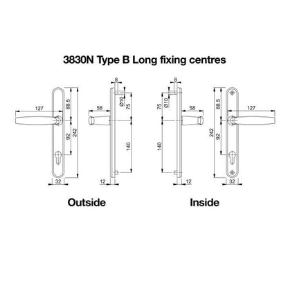 Hoppe Duraplus Atlanta Lever Handle Set (Long)