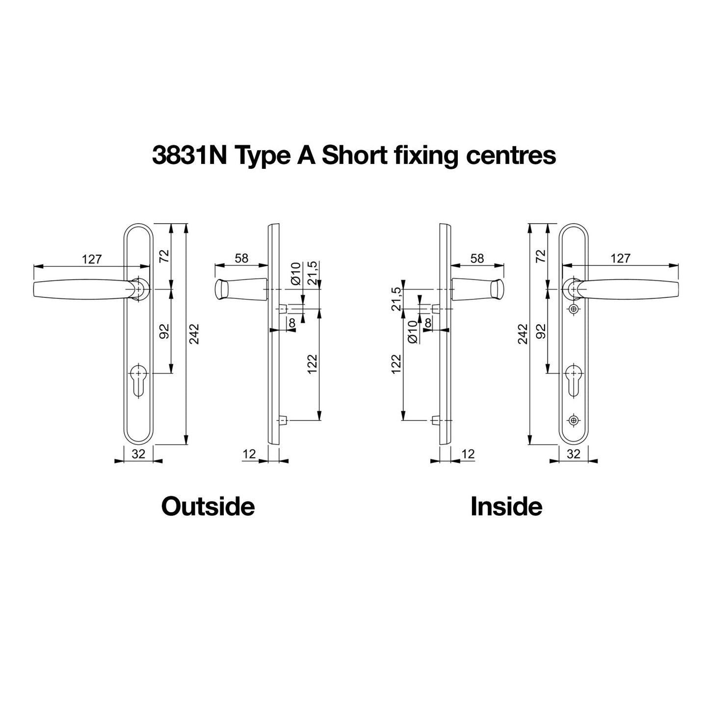 Black Hoppe Atlanta Lever/Lever Short Handle Set