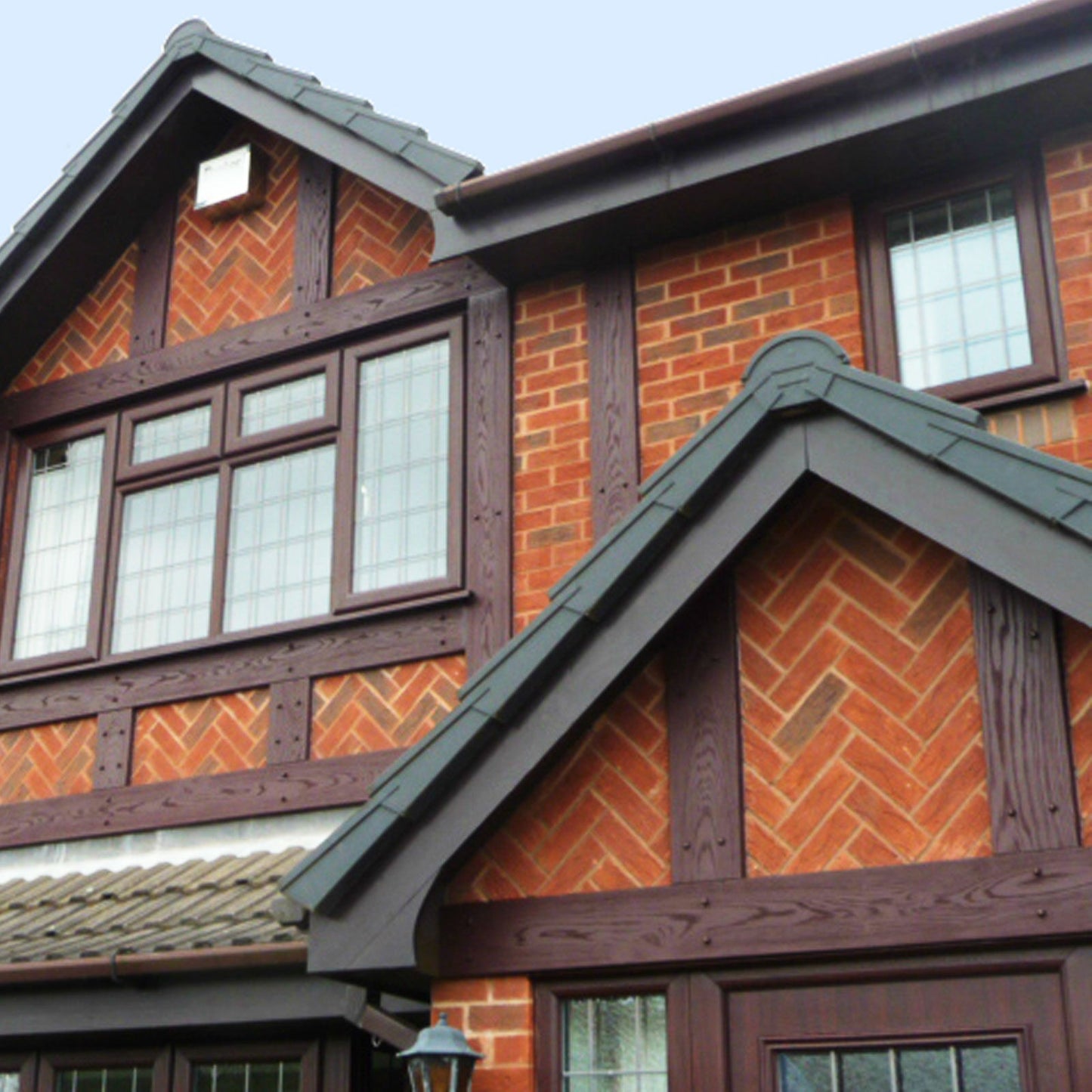 Rosewood Sample of Mock Tudor Board Textured Replica Wood Composite Planks