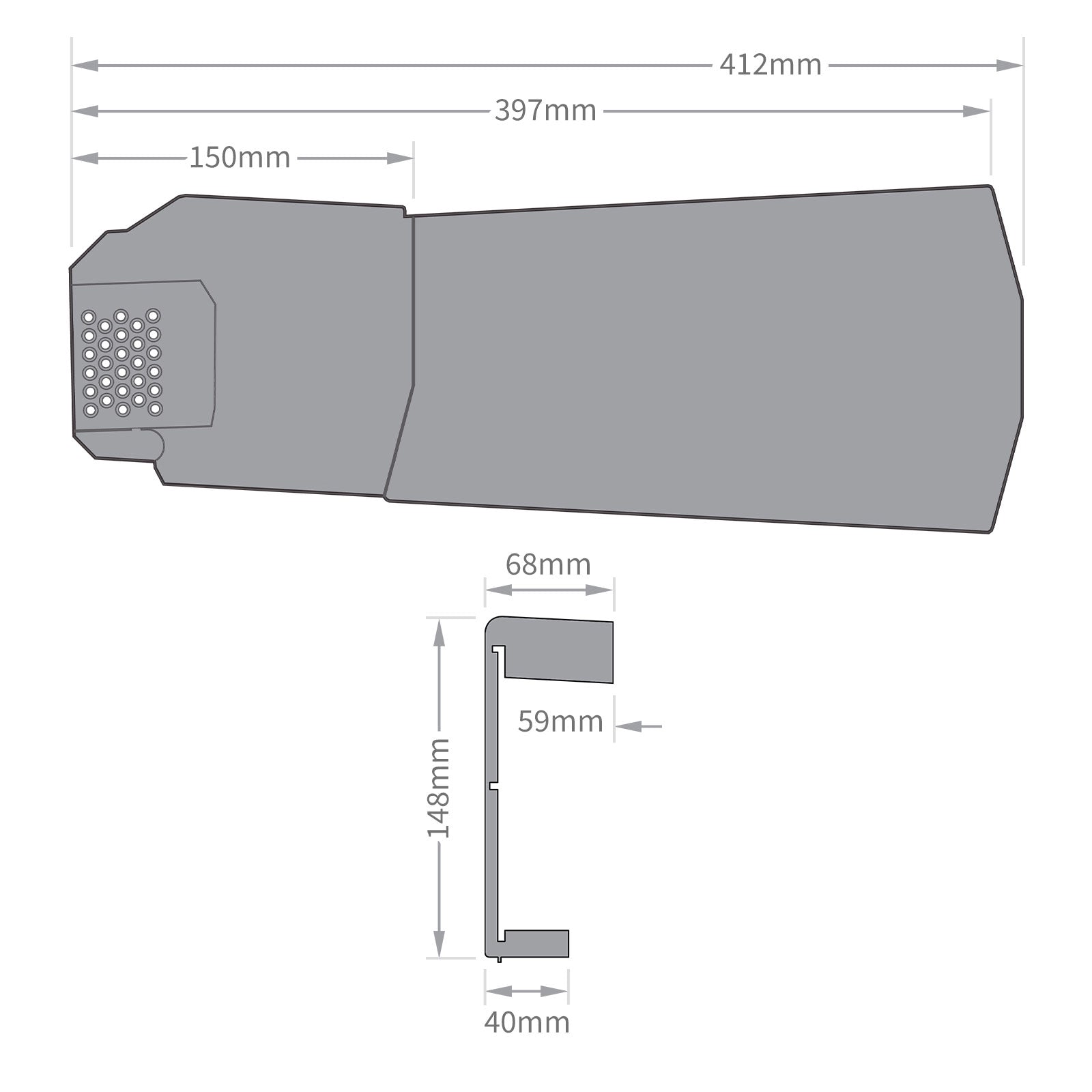 Right Grey Klober Contract Dry Verge Units