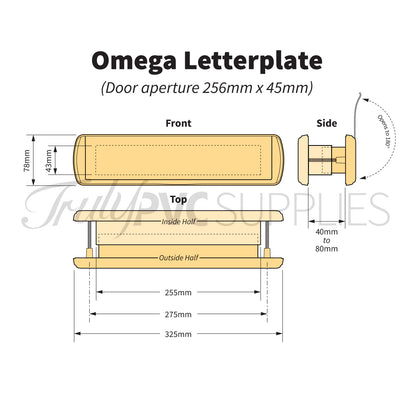 White Omega Premium 12" Letterplate - Black