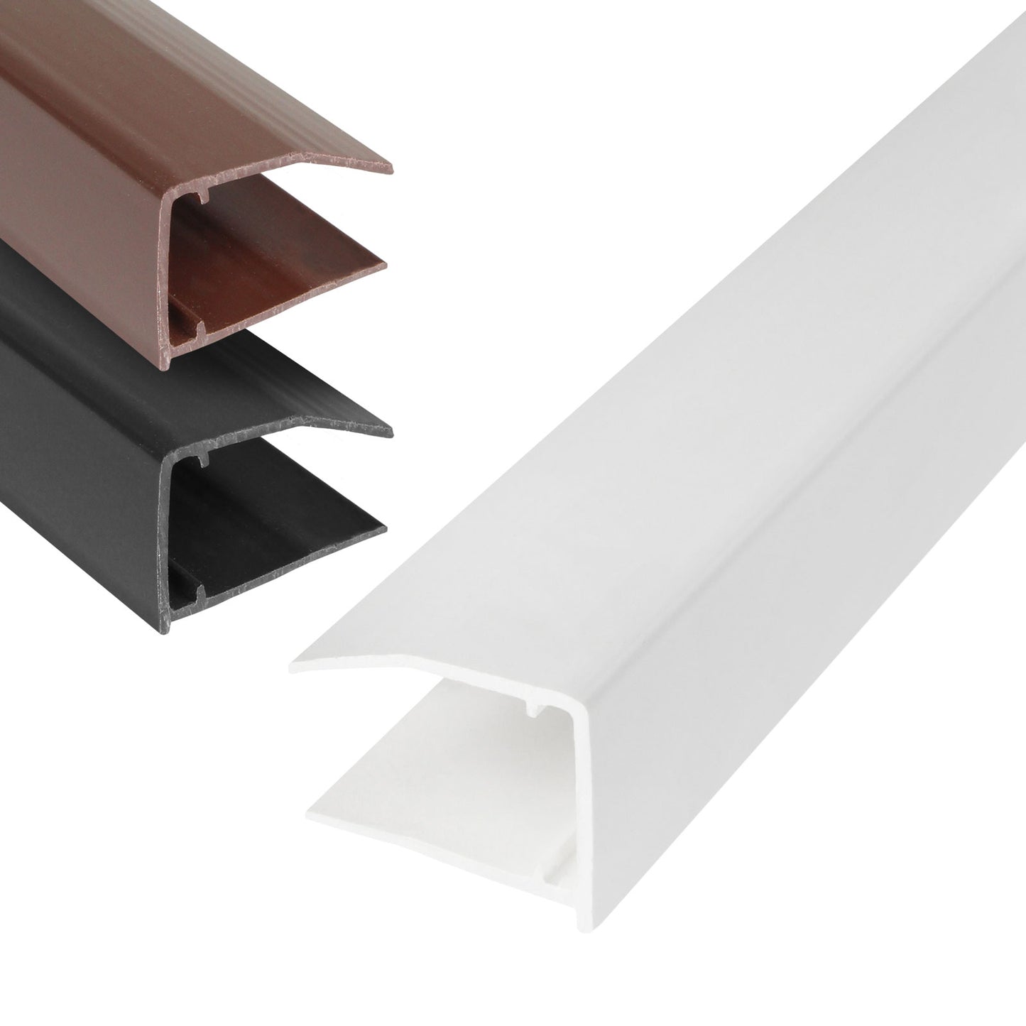 White 2.1m 16mm Polycarbonate Sheet End Closure uPVC Plastic U Profile