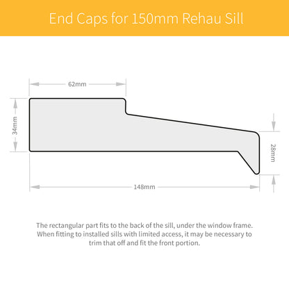Anthracite Grey End Caps for Rehau 150mm Sill Window Door uPVC Plastic