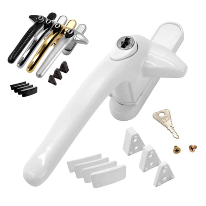 White Left White Universal Cockspur Window Handle Key Locking Latch