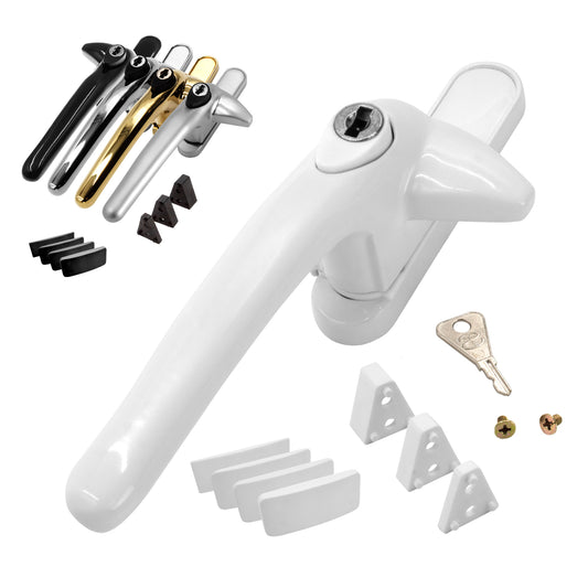 White Left White Universal Cockspur Window Handle Key Locking Latch