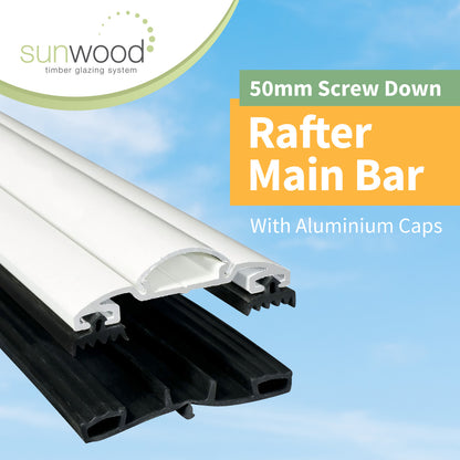 Brown 5m 50mm Sunwood Screw-Down Glazing Main Bar for Conservatory Lean-to Roof