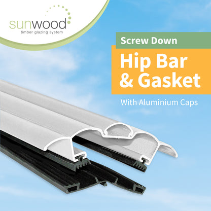 Brown 6m Sunwood Screw-Down Glazing Hip Bar for Conservatory Lean-to Roof